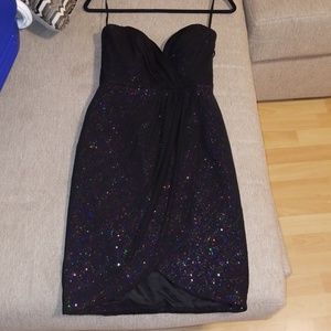 Vicky Tiel black rainbow sequin dress